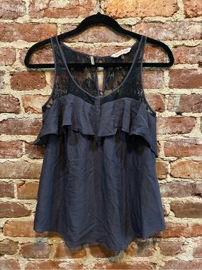 Rebecca Taylor Navy Lace Ruffle Camisole